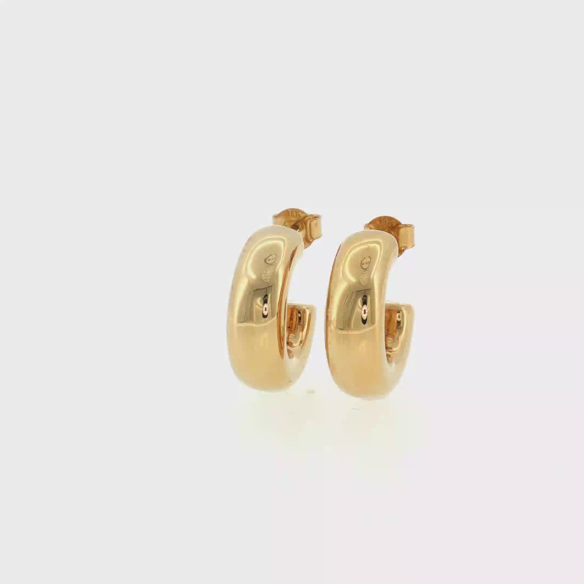 Puffed Hoop Earrings 14k Yellow Gold 20mm video