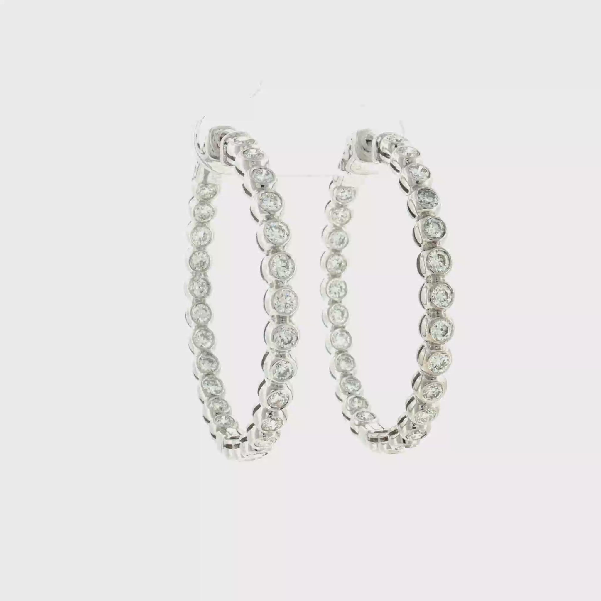 Bezel Diamond Inside Out Hoop Earrings 14k White Gold - 2.08ctw video