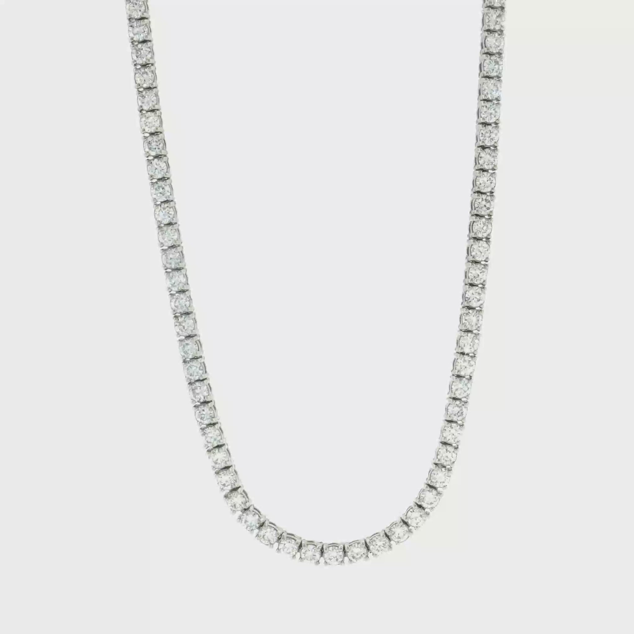 Lab Grown Diamond Tennis Necklace 14k White Gold - 8.60ctw video