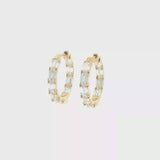 Lab Grown Diamond Baguette Hoop Earrings 10k Yellow Gold 17mm - 2.88ctw video