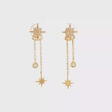 Diamond Starburst Drop Earrings - 14k Yellow Gold - 0.25ctw video