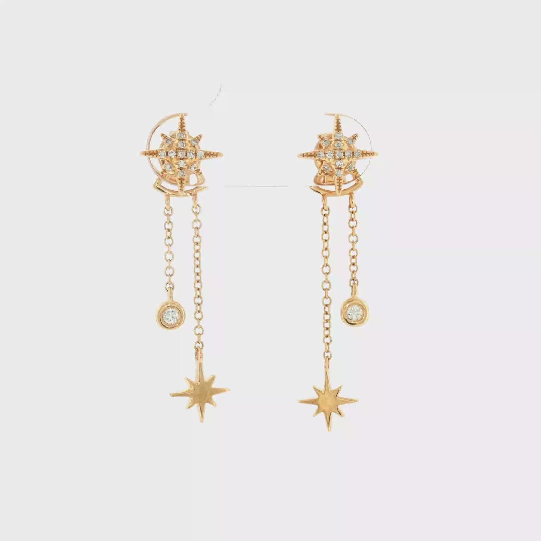 Diamond Starburst Drop Earrings - 14k Yellow Gold - 0.25ctw video