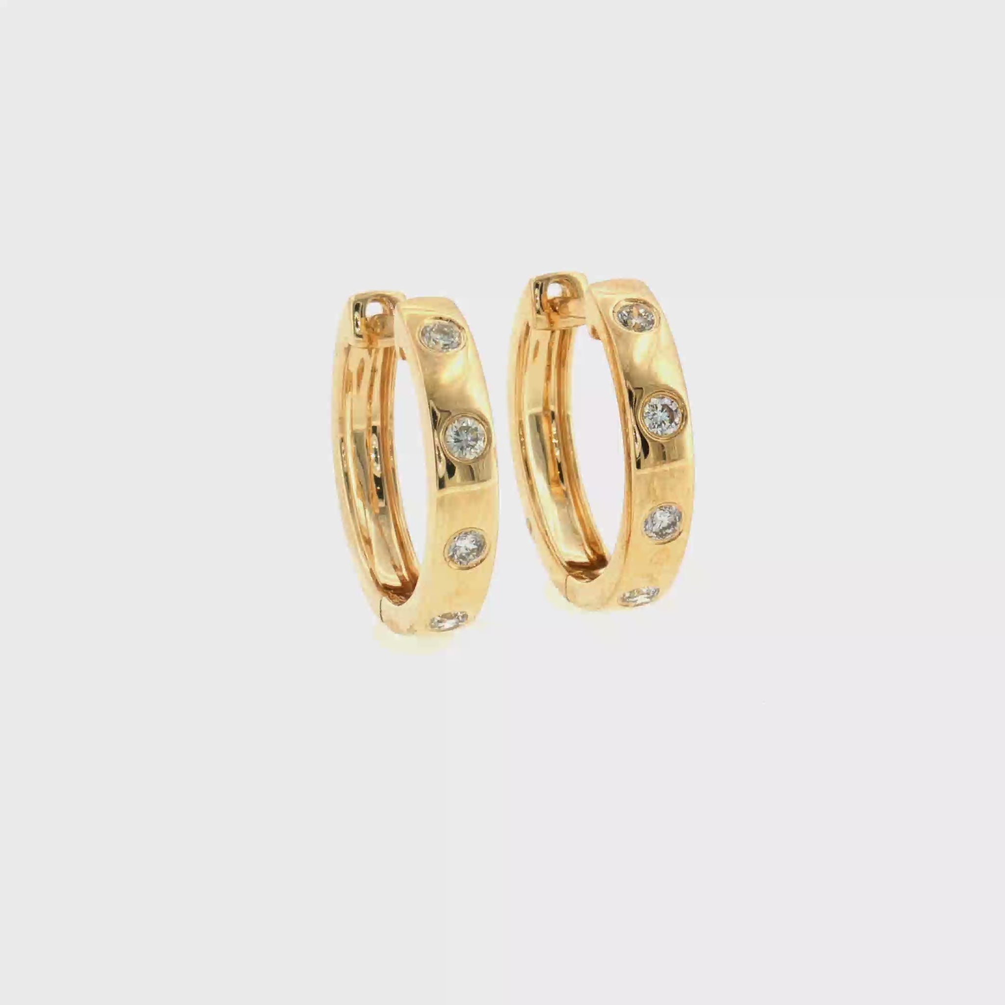 Flush Set Diamond Hoop Earrings - 14k Yellow Gold - 17mm - 0.24ctw video