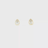 Lab Grown Diamond Bezel Pear Studs 14k Yellow Gold - 1.00ctw video