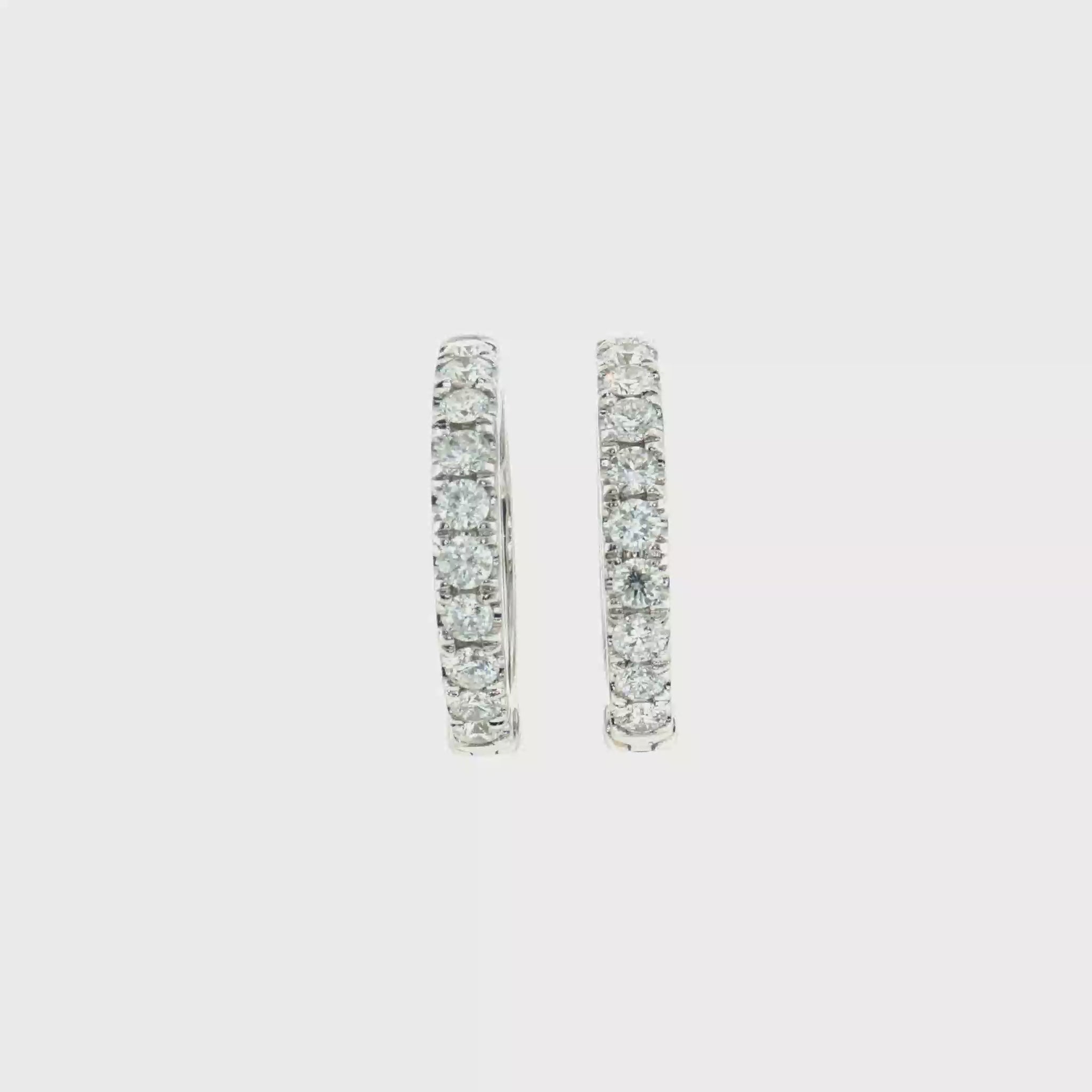 Diamond Huggie Earrings - 14k White Gold - 17mm - 0.60ctw video