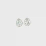 Lab Grown Diamond Bezel Pear Studs 14k White Gold - 1.00ctw video