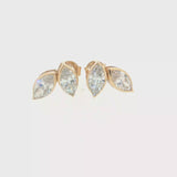 Lab Grown Diamond Bezel Double Marquise Studs 14k Yellow Gold - 2.56ctw video