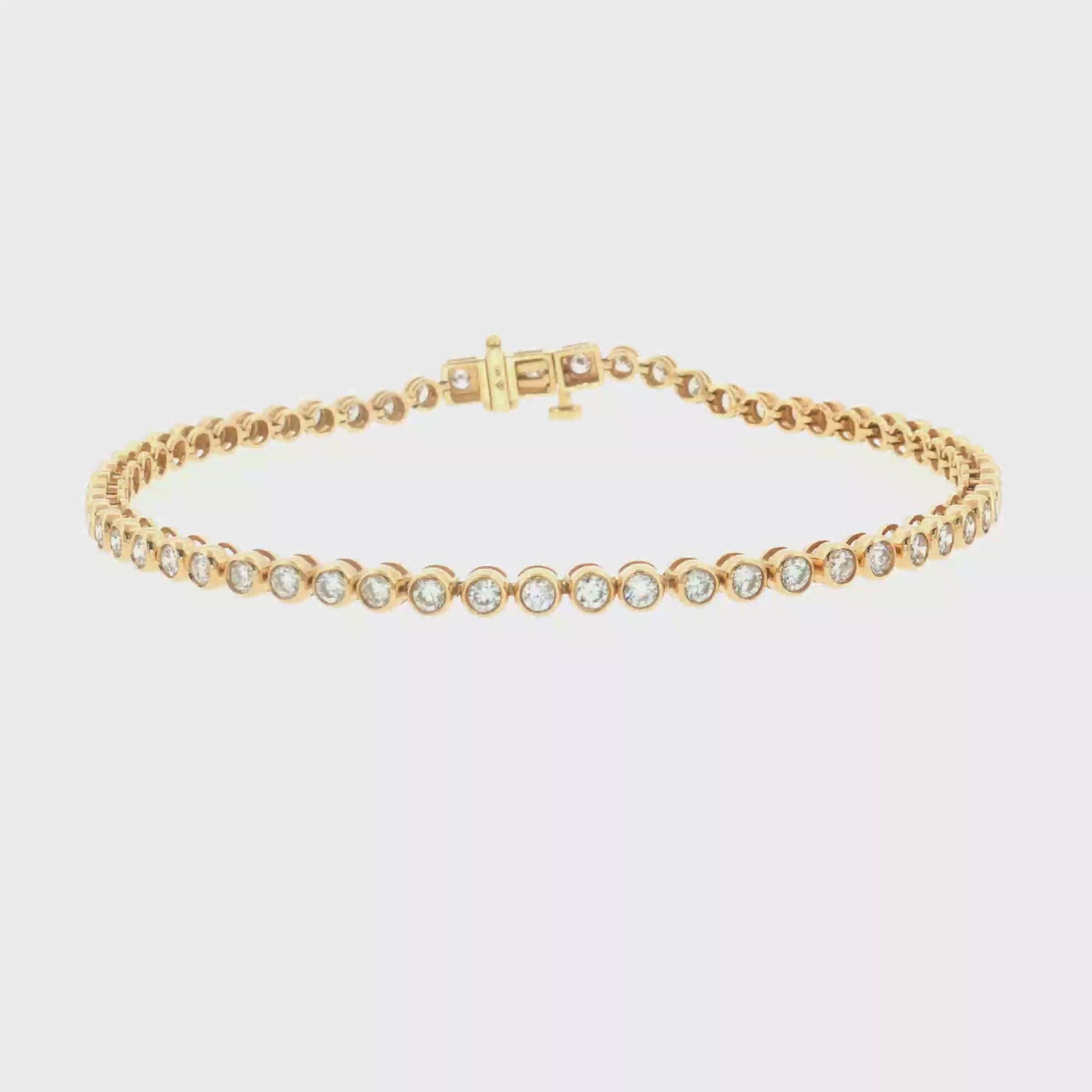 Lab Grown Diamond Bezel Tennis Bracelet 14k Yellow Gold - 2.00ctw video