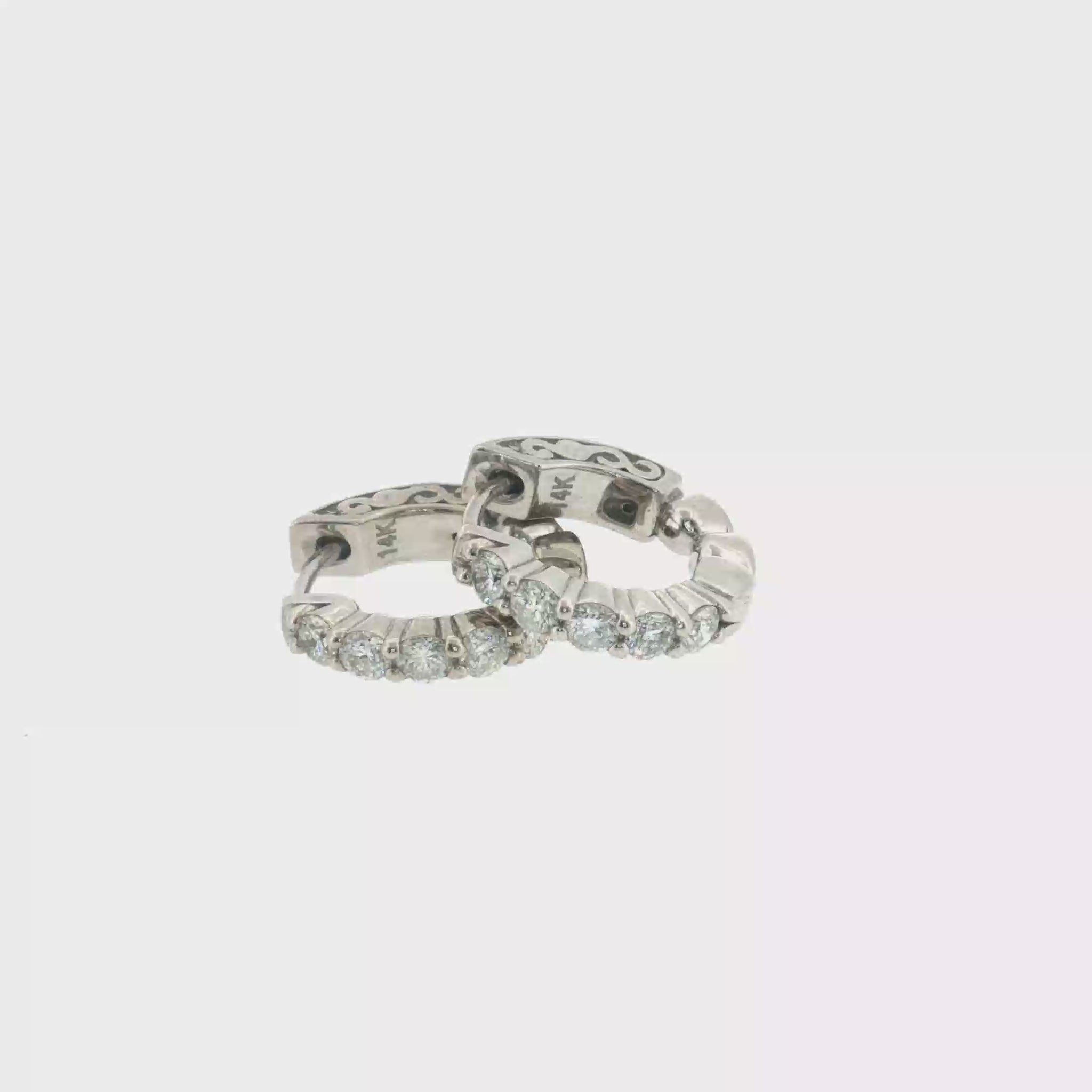 Diamond Huggie Earrings - 14k White Gold 14mm - 0.50ctw video