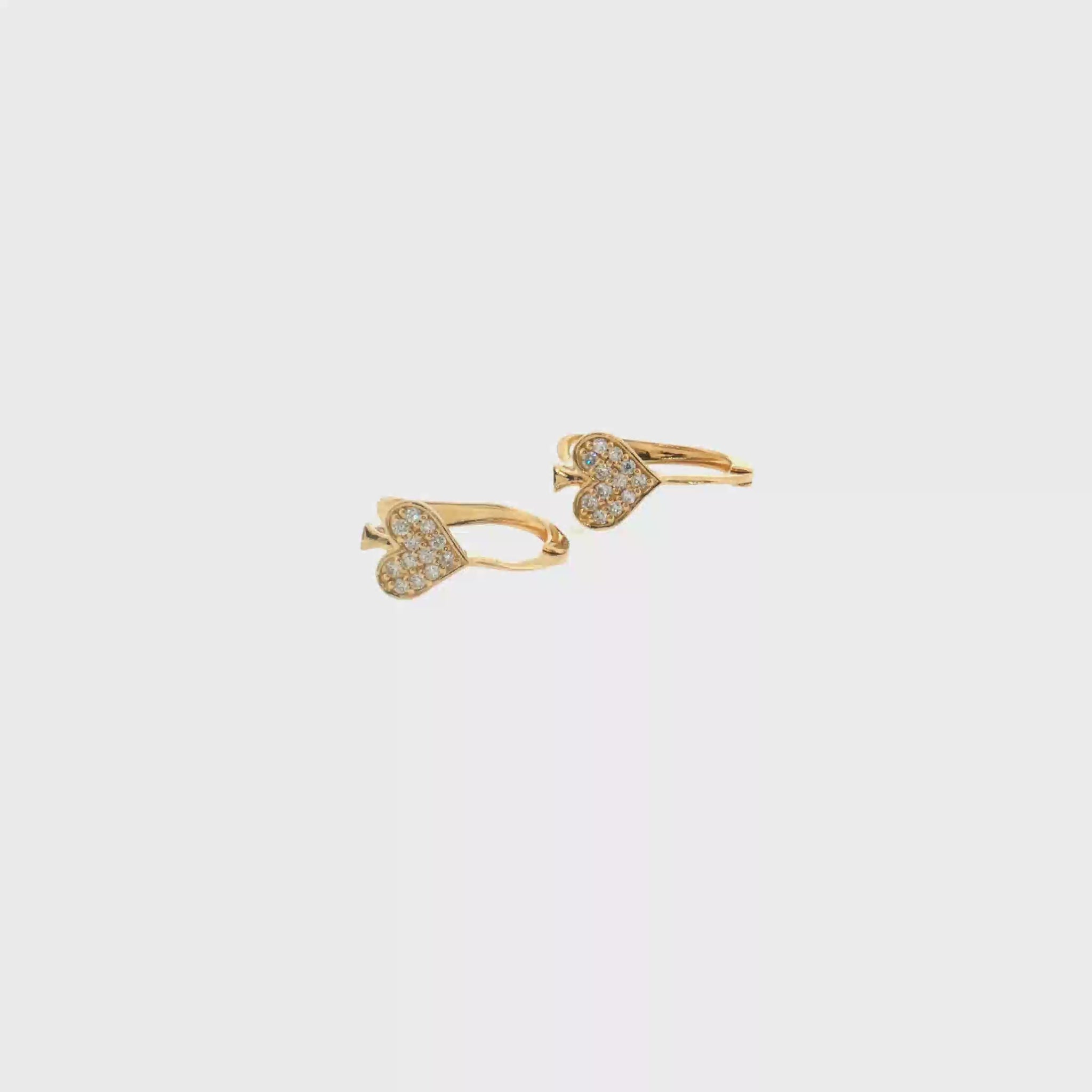 Heart Drop Huggie Earrings - 14k Yellow Gold - 0.13ctw video