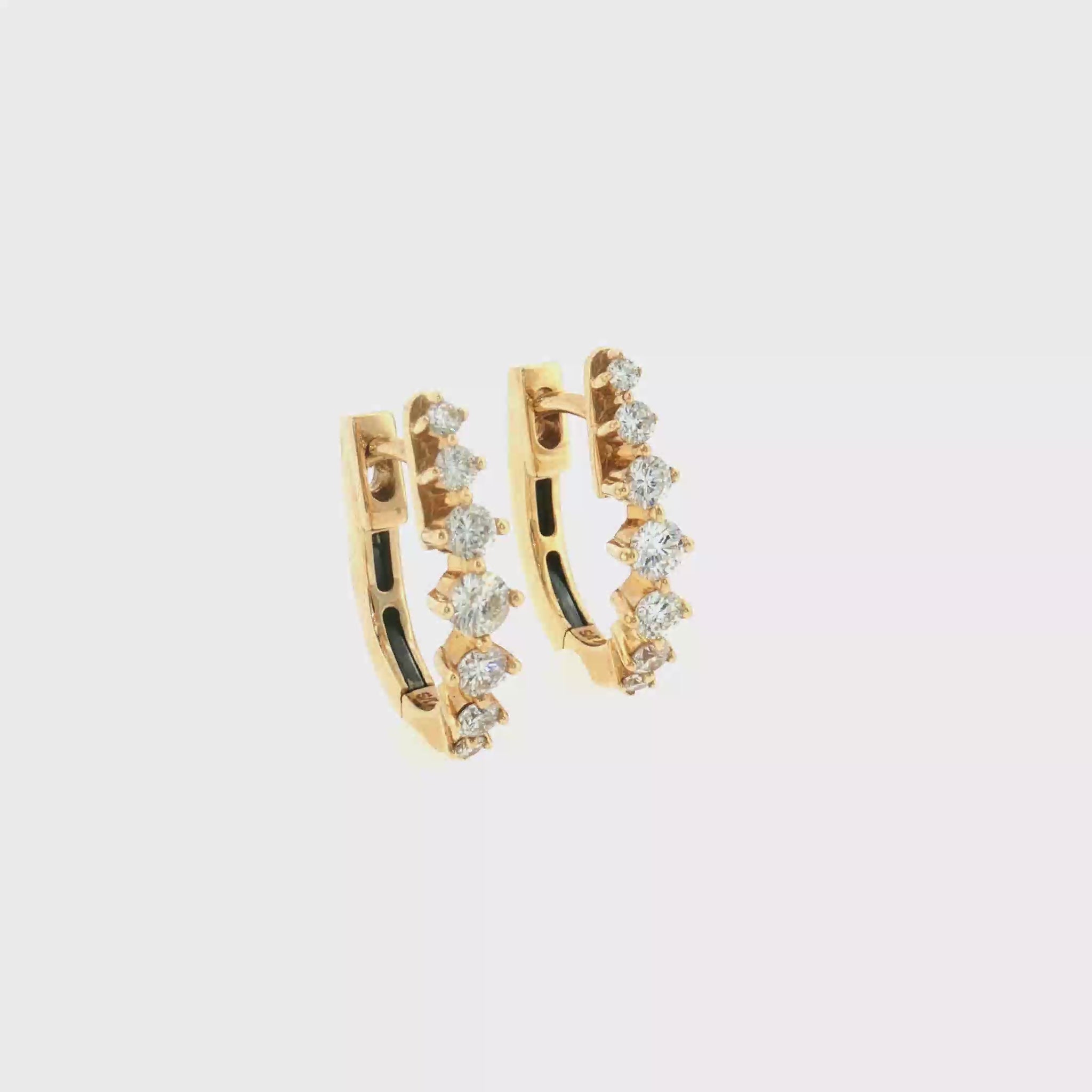 Graduated Diamond Huggie Earrings 14k Yellow Gold 15mm - 0.47ctw video