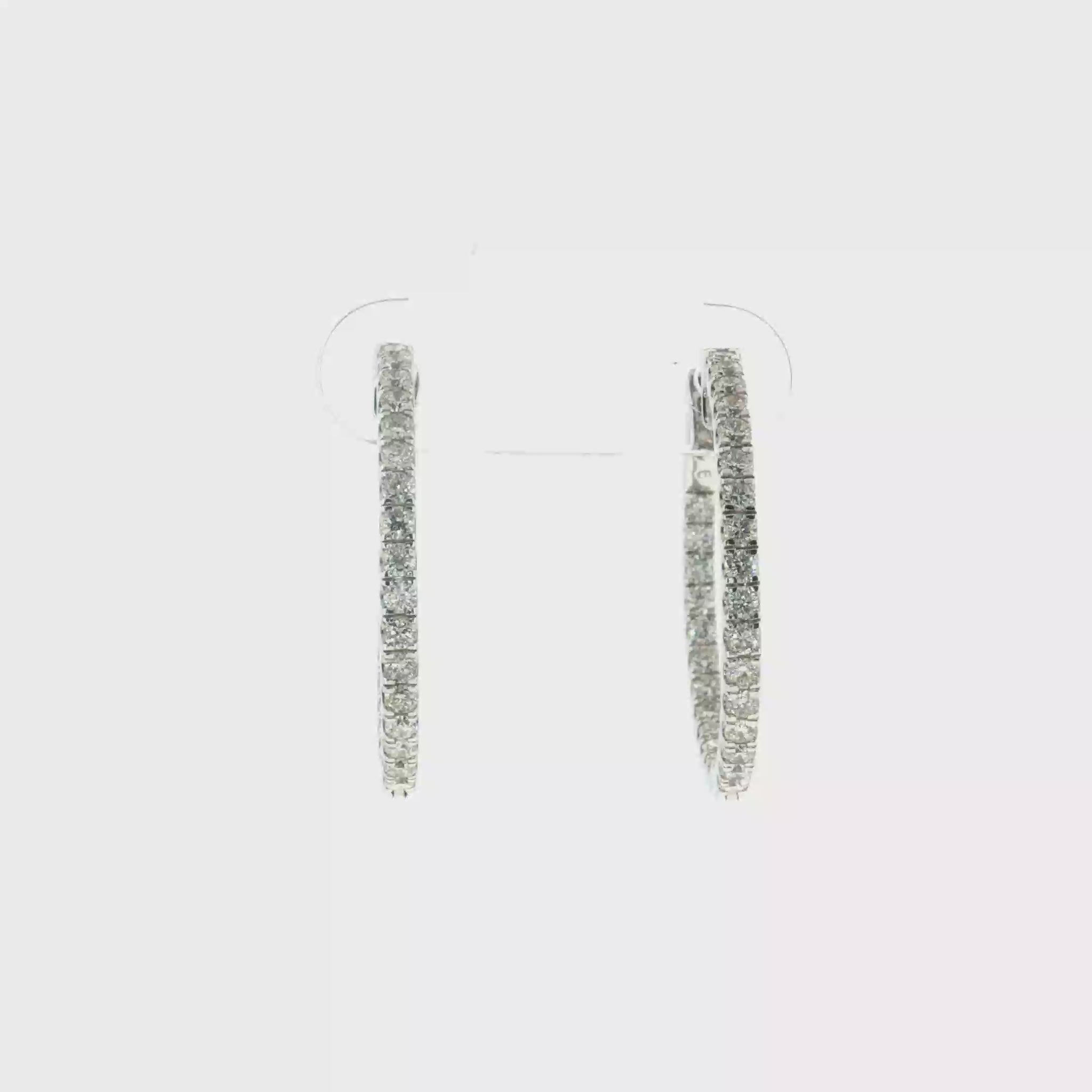 Diamond Inside Outside Hoops - 14k White Gold - 1.10ctw video