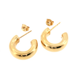 Puffed Hoop Earrings 14k Yellow Gold 20mm with backs off