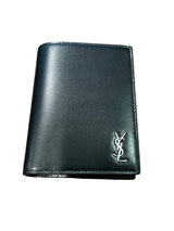 Saint Laurent Tiny Cassandre Credit Card Wallet front of wallet